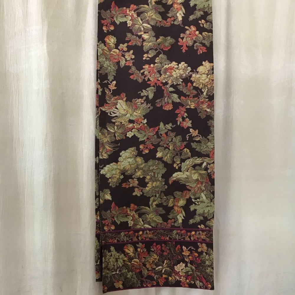 April Cornell Table Runner, 13" X 69.25". Brown Floral  Design